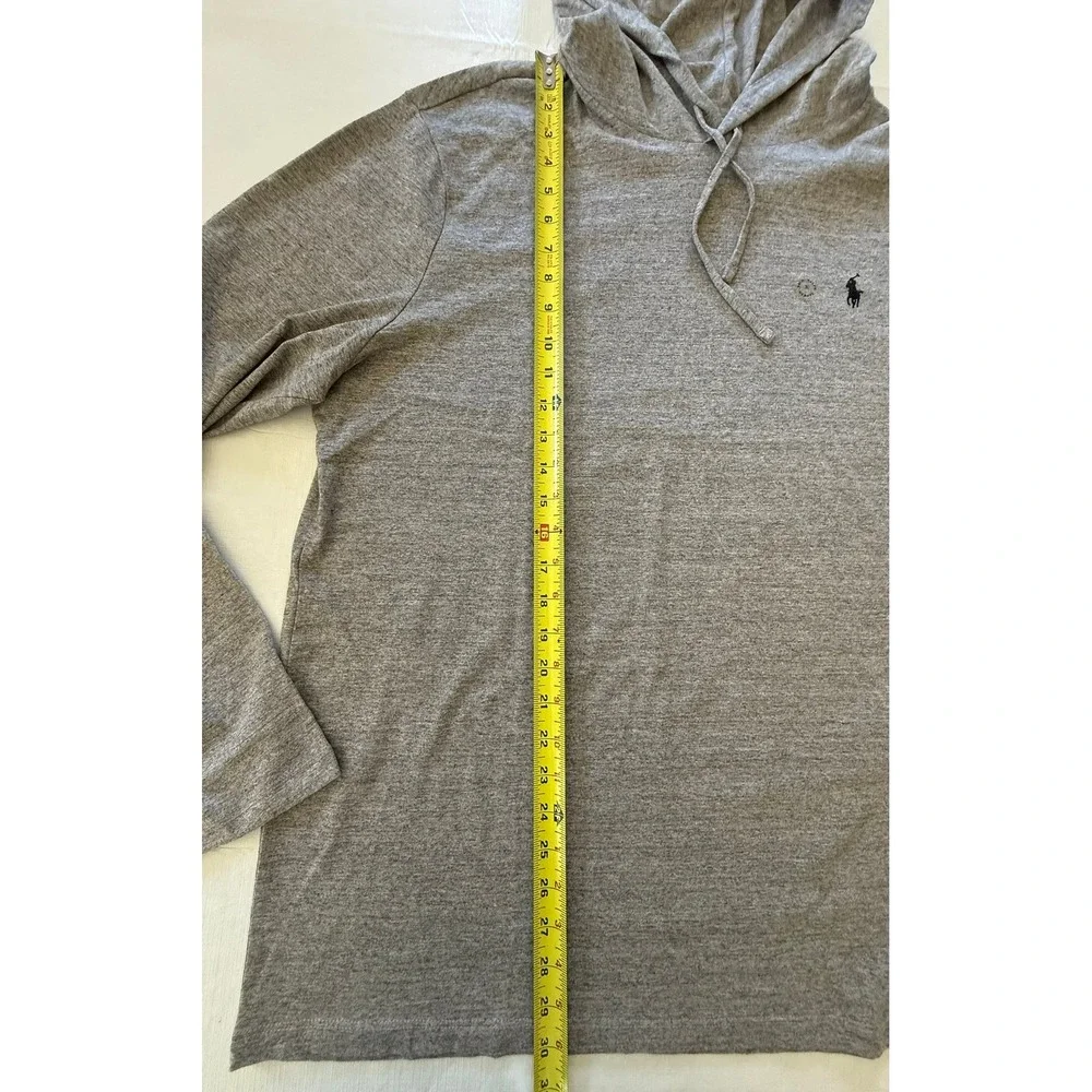 Polo Ralph Lauren Men's Jersey Hooded T-Shirt Gray Long Sleeve Hoodie Top New XL